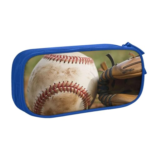 KCGSDEGV Federmäppchen mit Baseball-Motiv, für Schule, Mädchen, Jungen, großes Fassungsvermögen, niedliches Federmäppchen, Schreibwaren-Organizer, Box, schwarz, blau, Einheitsgröße, Schulranzen von KCGSDEGV