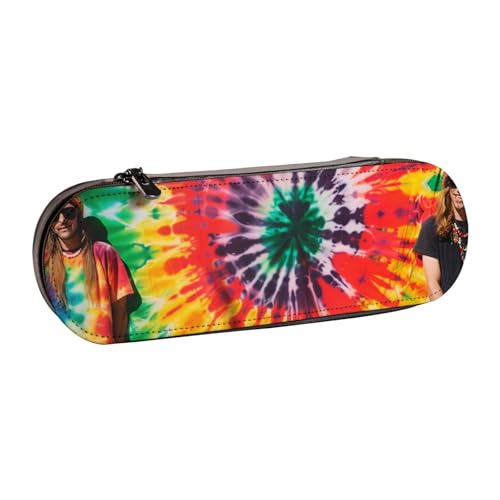 KCGSDEGV Federmäppchen mit Batikdesign, Hippie-Motiv, für Schule, Mädchen, Jungen, niedliches Leder-Federmäppchen mit Reißverschluss, Schreibwaren-Organizer-Box, Schwarz , Einheitsgröße, Schulranzen von KCGSDEGV