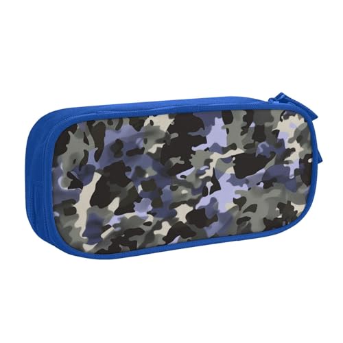 KCGSDEGV Federmäppchen mit Camouflage-Muster für Schule, Mädchen, Jungen, großes Fassungsvermögen, niedliches Federmäppchen, Schreibwaren-Organizer, Box, schwarz, blau, Einheitsgröße, Schulranzen von KCGSDEGV