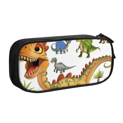 KCGSDEGV Federmäppchen mit Cartoon-Dinosaurier-Bildern, für Schule, Mädchen, Jungen, großes Fassungsvermögen, niedliches Federmäppchen, Schreibwaren-Organizer, Box, schwarz, Schwarz , Einheitsgröße, von KCGSDEGV
