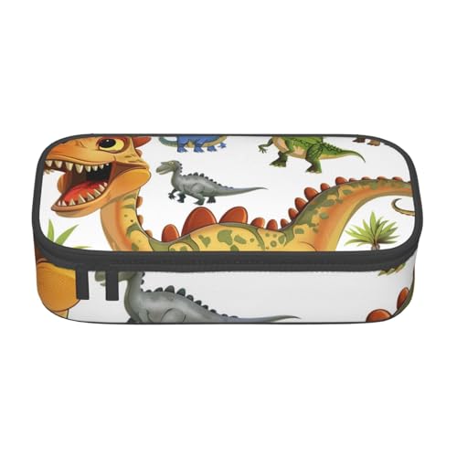 KCGSDEGV Federmäppchen mit Cartoon-Dinosaurier-Bildern, niedliches Fach, Federmäppchen, Stifthalter, Schreibwaren-Organizer, Box für Schule, Mädchen, Jungen, Schwarz , Einheitsgröße, Schulranzen von KCGSDEGV