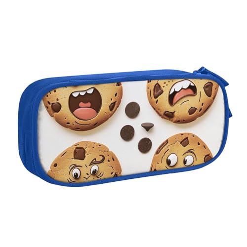 KCGSDEGV Federmäppchen mit Chip Cookies mit verschiedenen Ausdrücken, bedruckt, für Schule, Mädchen, Jungen, großes Fassungsvermögen, niedliches Federmäppchen, Schreibwaren-Organizer, Box, schwarz, von KCGSDEGV