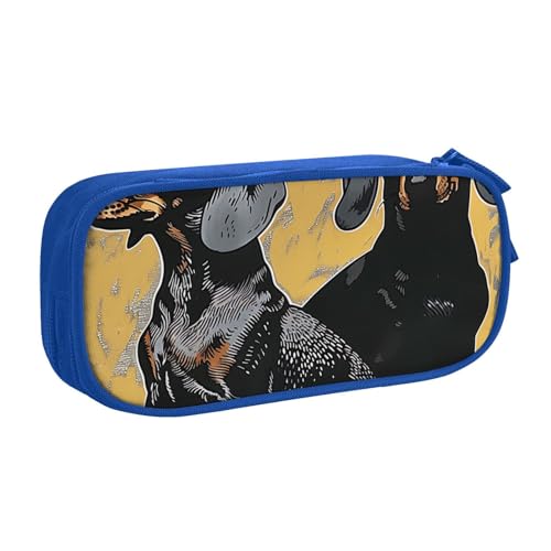 KCGSDEGV Federmäppchen mit Dackel-Motiv, für Schule, Mädchen, Jungen, großes Fassungsvermögen, niedliches Federmäppchen, Schreibwaren-Organizer, Box, schwarz, blau, Einheitsgröße, Schulranzen von KCGSDEGV