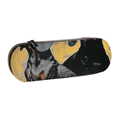 KCGSDEGV Federmäppchen mit Dackel-Motiv, für Schule, Mädchen, Jungen, niedliches Leder-Federmäppchen mit Reißverschluss, Schreibwaren-Organizer-Box, Schwarz , Einheitsgröße, Schulranzen von KCGSDEGV