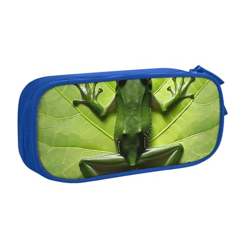 KCGSDEGV Federmäppchen mit Froschblättern, bedruckt, für Schule, Mädchen, Jungen, großes Fassungsvermögen, niedliches Federmäppchen, Schreibwaren-Organizer, Box, schwarz, blau, Einheitsgröße, von KCGSDEGV