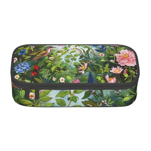 KCGSDEGV Federmäppchen mit Garten mit Vögeln und Blumen, niedliches Fach, Federmäppchen, Stifthalter, Schreibwaren-Organizer, Box für Schule, Mädchen, Jungen, Schwarz , Einheitsgröße, Schulranzen von KCGSDEGV