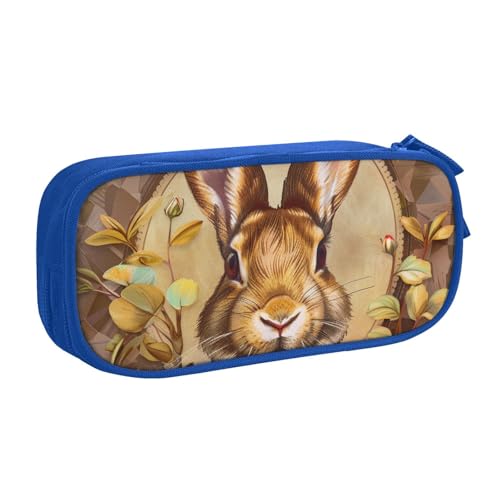 KCGSDEGV Federmäppchen mit Hasen-Rosette für Schule, Mädchen, Jungen, großes Fassungsvermögen, niedliches Federmäppchen, Schreibwaren-Organizer, Box, schwarz, blau, Einheitsgröße, Schulranzen von KCGSDEGV