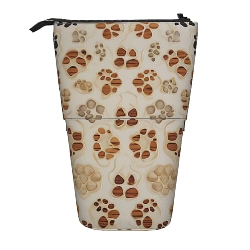 KCGSDEGV Federmäppchen mit Knochen- und Fußabdruck, Stehend, erweiterbar, Organizer für Schule, Stifte, Make-up und Reisen, für Studenten und Künstler, Schwarz , Einheitsgröße, Schulranzen von KCGSDEGV