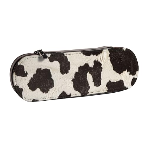 KCGSDEGV Federmäppchen mit Kuhfell-Aufdruck, für Schule, Mädchen, Jungen, niedliches Leder-Federmäppchen mit Reißverschluss, Schreibwaren-Organizer-Box, Schwarz , Einheitsgröße, Schulranzen von KCGSDEGV