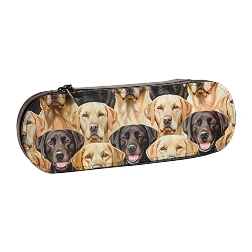 KCGSDEGV Federmäppchen mit Labrador-Retriever-Motiv, bedruckt, für Schule, Mädchen, Jungen, niedliches Leder-Federmäppchen mit Reißverschluss, Schreibwaren-Organizer-Box, Schwarz , Einheitsgröße, von KCGSDEGV