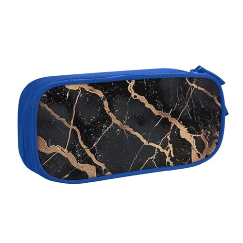 KCGSDEGV Federmäppchen mit Marmor-Aufdruck, für Schule, Mädchen, Jungen, großes Fassungsvermögen, niedliches Federmäppchen, Schreibwaren-Organizer, Schwarz, blau, Einheitsgröße, Schulranzen von KCGSDEGV