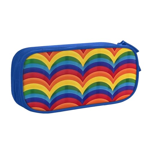 KCGSDEGV Federmäppchen mit Regenbogen-Muster, bedruckt, für Schule, Mädchen, Jungen, großes Fassungsvermögen, niedliches Federmäppchen, Schreibwaren-Organizer, Box, schwarz, blau, Einheitsgröße, von KCGSDEGV