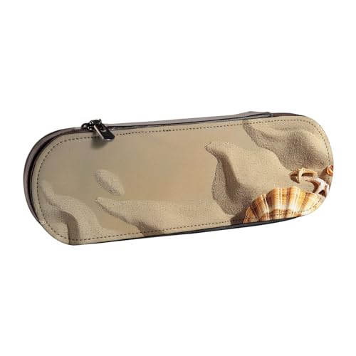 KCGSDEGV Federmäppchen mit Sanddruck, Motiv: Strand, Muschel, für Schule, Mädchen, Jungen, niedliches Leder-Federmäppchen mit Reißverschluss, Schreibwaren-Organizer-Box, Schwarz , Einheitsgröße, von KCGSDEGV