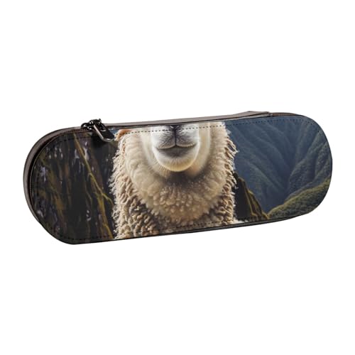 KCGSDEGV Federmäppchen mit Schaf-Motiv, für Schule, Mädchen, Jungen, niedliches Leder-Federmäppchen mit Reißverschluss, Schreibwaren-Organizer-Box, Schwarz , Einheitsgröße, Schulranzen von KCGSDEGV