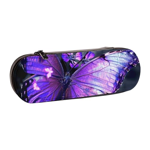 KCGSDEGV Federmäppchen mit Schmetterlingsmotiv, für Schule, Mädchen, Jungen, niedliches Leder-Federmäppchen mit Reißverschluss, Schreibwaren-Organizer-Box, Schwarz , Einheitsgröße, Schulranzen von KCGSDEGV