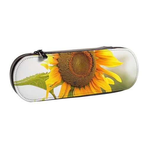 KCGSDEGV Federmäppchen mit Sonnenblumen-Motiv, für Schule, Mädchen, Jungen, niedliches Leder-Federmäppchen mit Reißverschluss, Schreibwaren-Organizer-Box, Schwarz , Einheitsgröße, Schulranzen von KCGSDEGV