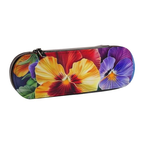 KCGSDEGV Federmäppchen mit Stiefmütterchen-Perfektion, bedruckt, für Schule, Mädchen, Jungen, niedliches Leder-Federmäppchen mit Reißverschluss, Schreibwaren-Organizer-Box, Schwarz , Einheitsgröße, von KCGSDEGV