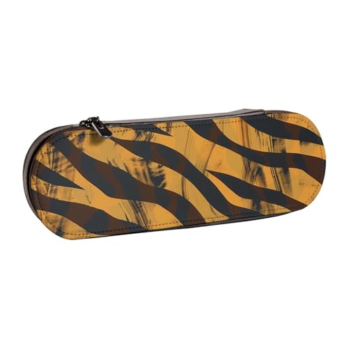 KCGSDEGV Federmäppchen mit Tigerstreifen, bedruckt, für Schule, Mädchen, Jungen, niedliches Leder-Federmäppchen mit Reißverschluss, Schreibwaren-Organizer-Box, Schwarz , Einheitsgröße, Schulranzen von KCGSDEGV