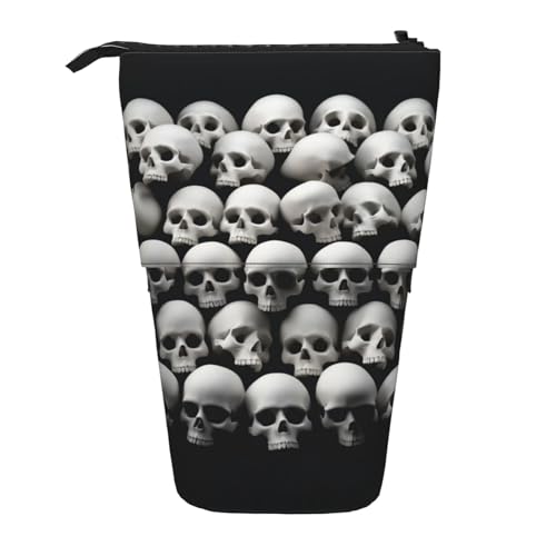 KCGSDEGV Federmäppchen mit Totenkopfmotiv, 2 Drucke, Stehend, erweiterbar, Organizer für Schule, Stifte, Make-up und Reisen, für Studenten und Künstler, Schwarz , Einheitsgröße, Schulranzen von KCGSDEGV