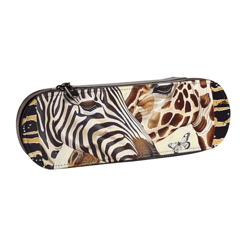 KCGSDEGV Federmäppchen mit Zebra- und Giraffen-Motiv, für Schule, Mädchen, Jungen, niedliches Leder-Federmäppchen mit Reißverschluss, Schreibwaren-Organizer-Box, Schwarz , Einheitsgröße, Schulranzen von KCGSDEGV