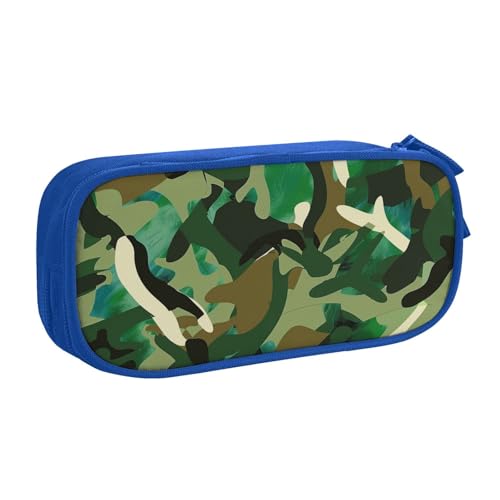 KCGSDEGV Federmäppchen mit abstraktem Camouflage-Muster, für Schule, Mädchen, Jungen, großes Fassungsvermögen, niedliches Federmäppchen, Schreibwaren-Organizer, Box, schwarz, blau, Einheitsgröße, von KCGSDEGV