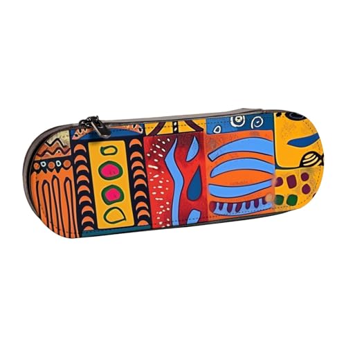 KCGSDEGV Federmäppchen mit afrikanischem Nationalmuster, für Schule, Mädchen, Jungen, niedliches Leder-Federmäppchen mit Reißverschluss, Schreibwaren-Organizer-Box, Schwarz , Einheitsgröße, von KCGSDEGV