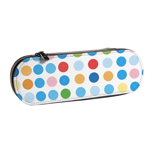 KCGSDEGV Federmäppchen mit blauem Punktemuster für Schule, Mädchen, Jungen, niedliches Leder-Federmäppchen mit Reißverschluss, Schreibwaren-Organizer-Box, Schwarz , Einheitsgröße, Schulranzen von KCGSDEGV