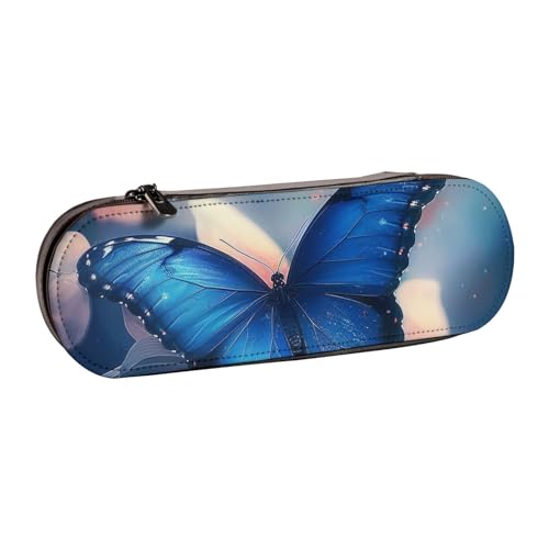 KCGSDEGV Federmäppchen mit blauem Schmetterlings-Motiv, für Schule, Mädchen, Jungen, niedliches Leder-Federmäppchen mit Reißverschluss, Schreibwaren-Organizer-Box, Schwarz , Einheitsgröße, Schulranzen von KCGSDEGV