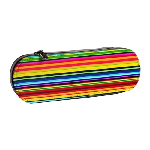 KCGSDEGV Federmäppchen mit buntem mexikanischem Streifen, für Schule, Mädchen, Jungen, niedliches Leder-Federmäppchen mit Reißverschluss, Schreibwaren-Organizer-Box, Schwarz , Einheitsgröße, von KCGSDEGV