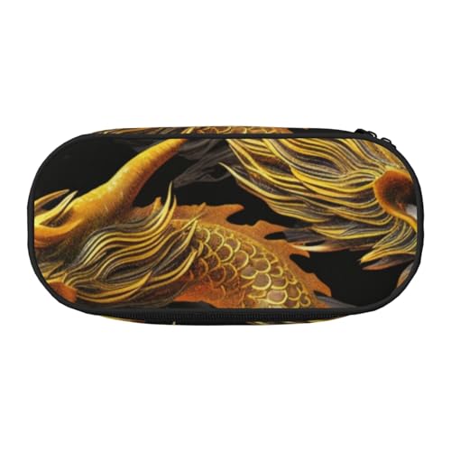 KCGSDEGV Federmäppchen mit gelbem Drachen und schwarzem Hintergrund, Schreibwaren-Organizer, Stifttasche, Make-up-Tasche für Reisen, Schule, Arbeit, Schwarz , Einheitsgröße, Schulranzen von KCGSDEGV
