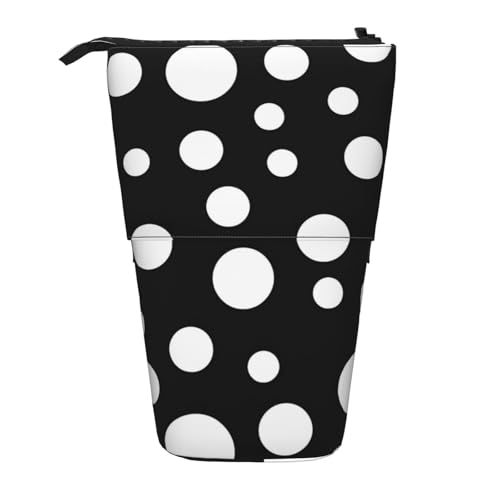 KCGSDEGV Federmäppchen mit großen Punkten, erweiterbar, für Schule, Make-up, Reisen, Studenten und Künstler, Schwarz / Weiß, Schwarz , Einheitsgröße, Schulranzen von KCGSDEGV