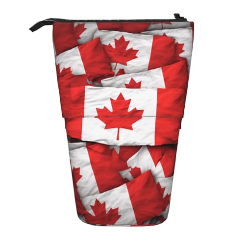 KCGSDEGV Federmäppchen mit kanadischer Flagge, stehend, erweiterbar, Organizer für Schulstifte, Make-up und Reisen, für Studenten und Künstler, Schwarz , Einheitsgröße, Schulranzen von KCGSDEGV