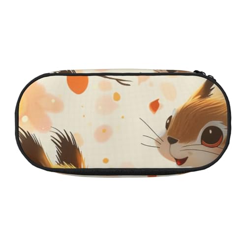 KCGSDEGV Federmäppchen mit niedlichem Eichhörnchen-Aufdruck, Schreibwaren-Organizer, Stifttasche, Make-up-Tasche für Reisen, Schule, Arbeit, Schwarz , Einheitsgröße, Schulranzen von KCGSDEGV