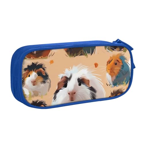 KCGSDEGV Federmäppchen mit niedlichem Haustier-Illustrationsdruck, für Schule, Mädchen, Jungen, großes Fassungsvermögen, niedliches Federmäppchen, Schreibwaren-Organizer, Box, schwarz, blau, von KCGSDEGV