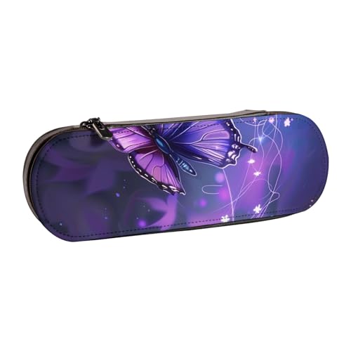 KCGSDEGV Federmäppchen mit niedlichem Schmetterlingsstreifen, für Schule, Mädchen, Jungen, niedliches Leder-Federmäppchen mit Reißverschluss, Schreibwaren-Organizer-Box, Schwarz , Einheitsgröße, von KCGSDEGV