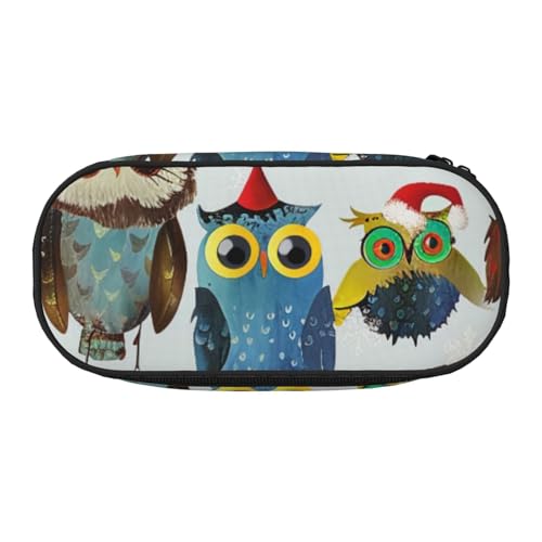 KCGSDEGV Federmäppchen mit niedlichem Weihnachts-Eulen auf Ast, Schreibwaren, Organizer, Stifttasche, Make-up-Tasche für Reisen, Schule, Arbeit, Schwarz , Einheitsgröße, Schulranzen von KCGSDEGV