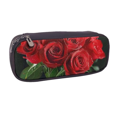 KCGSDEGV Federmäppchen mit roter Rose für Studenten, Mädchen, Jungen, niedliches Leder-Federmäppchen, Schreibwaren-Organizer für Kinder, Männer, Frauen, Schwarz , Einheitsgröße, Schulranzen KCGSDEGV Federmäppchen mit roter Rose für Studenten, Mädchen, Jungen, niedliches Leder-Federmäppchen, Schreibwaren-Organizer für Kinder, Männer, Frauen, Schwarz , Einheitsgröße, Schulranzen von KCGSDEGV