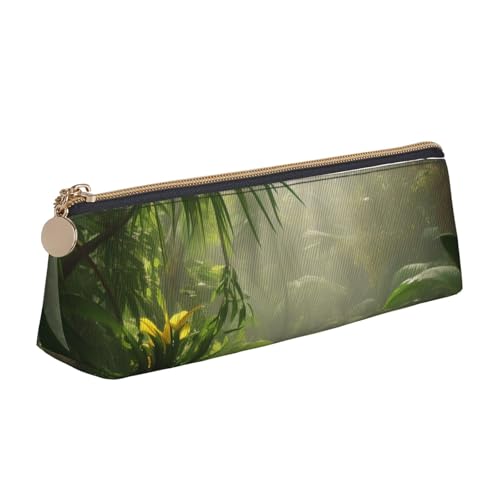 KCGSDEGV Federmäppchen mit tropischem Regenwald, Dschungel-Szene, bedrucktes Dreiecks-Federmäppchen, niedliches Leder-Federmäppchen, Stiftetasche, Halter, Schreibwaren-Organizer, Box für Schule,, von KCGSDEGV