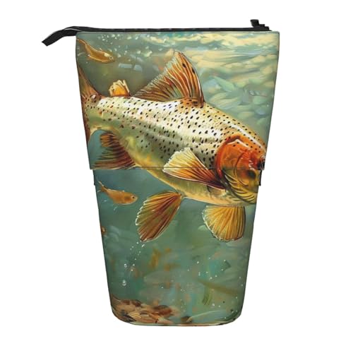 KCGSDEGV Fish Prints Stehendes erweiterbares Federmäppchen Organizer für Schulstifte, Make-up & Reisen für Studenten & Künstler, Schwarz , Einheitsgröße, Schulranzen von KCGSDEGV