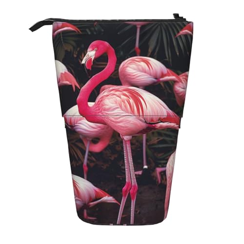 KCGSDEGV Flamingo Prints Stehendes erweiterbares Federmäppchen Organizer für Schulstifte, Make-up & Reisen für Studenten & Künstler, Schwarz , Einheitsgröße, Schulranzen von KCGSDEGV
