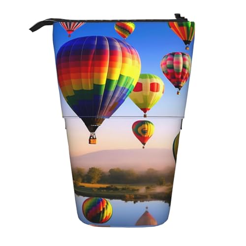 KCGSDEGV Heißluftballon-Drucke, stehend, erweiterbar, Federmäppchen, Organizer für Schulstifte, Make-up und Reisen, für Studenten und Künstler, Schwarz , Einheitsgröße, Schulranzen von KCGSDEGV