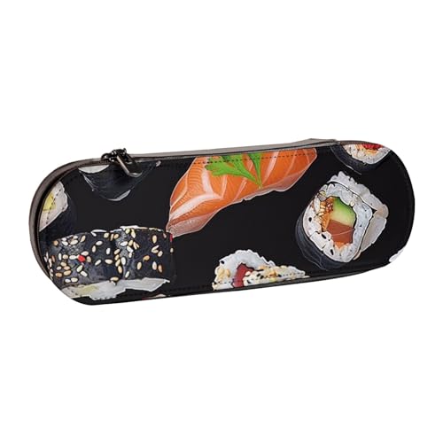 KCGSDEGV Japanisches Sushi-Stiftetui für Schule, Mädchen, Jungen, niedliches Leder, Reißverschluss, Stifteetui, Schreibwaren-Organizer-Box, Schwarz , Einheitsgröße, Schulranzen von KCGSDEGV