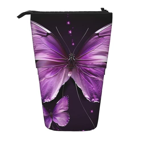 KCGSDEGV Lovely Butterfly Prints Stehendes erweiterbares Federmäppchen Organizer für Schulstifte, Make-up und Reisen für Studenten und Künstler, Schwarz , Einheitsgröße, Schulranzen von KCGSDEGV