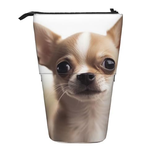 KCGSDEGV Lustiges Federmäppchen mit Chihuahua-Drucken, Stehend, erweiterbar, Organizer für Schulstifte, Make-up und Reisen, für Studenten und Künstler, Schwarz , Einheitsgröße, Schulranzen von KCGSDEGV