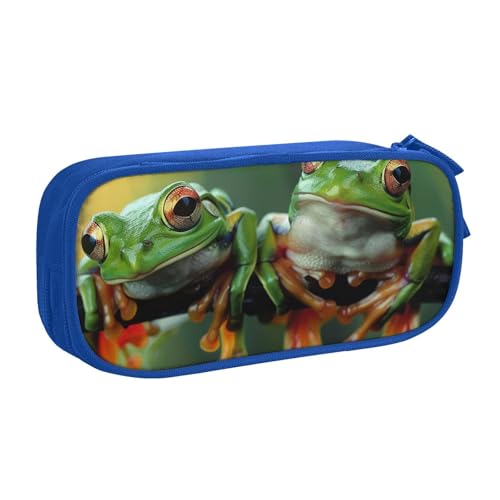 KCGSDEGV Lustiges Federmäppchen mit Fröschen für Schule, Mädchen, Jungen, großes Fassungsvermögen, niedliches Federmäppchen, Schreibwaren-Organizer, Box, schwarz, blau, Einheitsgröße, Schulranzen von KCGSDEGV