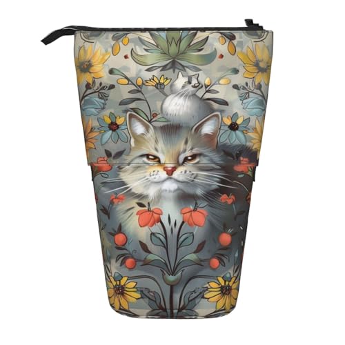 KCGSDEGV Lustiges Federmäppchen mit Katzen- und Blumendrucken, stehend, erweiterbar, Organizer für Schulstifte, Make-up und Reisen, für Studenten und Künstler, Schwarz , Einheitsgröße, Schulranzen KCGSDEGV Lustiges Federmäppchen mit Katzen- und Blumendrucken, stehend, erweiterbar, Organizer für Schulstifte, Make-up und Reisen, für Studenten und Künstler, Schwarz , Einheitsgröße, Schulranzen von KCGSDEGV