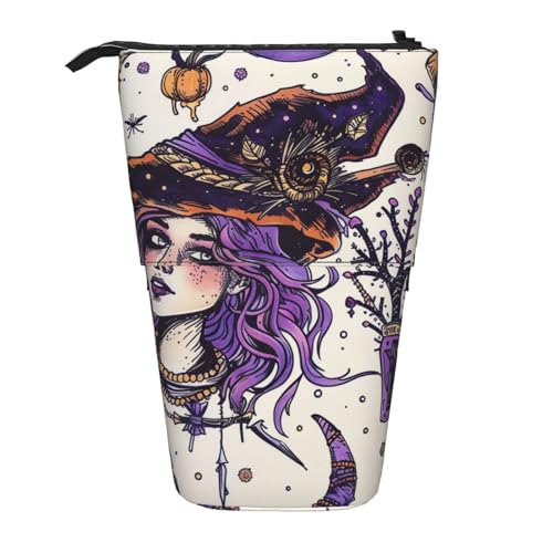 KCGSDEGV Magic Witch Witchcraft Bohemian Drawing Prints Standing Expandable Pencil Case Organizer for School Pens, Makeup & Travel for Students & Artists, Schwarz , Einheitsgröße, Schulranzen von KCGSDEGV