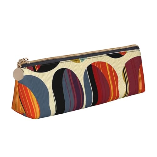 KCGSDEGV Mid Century Federmäppchen, modernes Retro-Design, mit Tropfenformen, bedrucktes Dreiecks-Federmäppchen, niedliches Leder-Federmäppchen, Stiftetasche, Halter, Schreibwaren-Organizer, Box für von KCGSDEGV