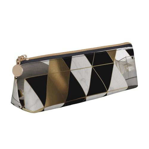 KCGSDEGV Modisches modernes Federmäppchen mit Dreiecken, bedrucktes Dreiecks-Federmäppchen, niedliches Leder-Federmäppchen, Stiftetasche, Halter, Schreibwaren-Organizer, Box für Schule, Mädchen, von KCGSDEGV