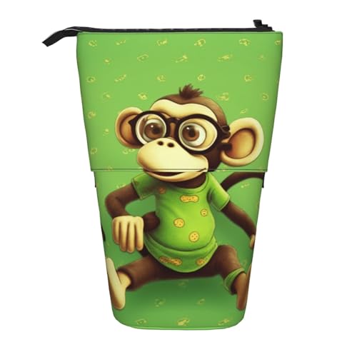 KCGSDEGV Monkey Prints Stehendes erweiterbares Federmäppchen Organizer für Schulstifte, Make-up & Reisen für Studenten & Künstler, Schwarz , Einheitsgröße, Schulranzen von KCGSDEGV